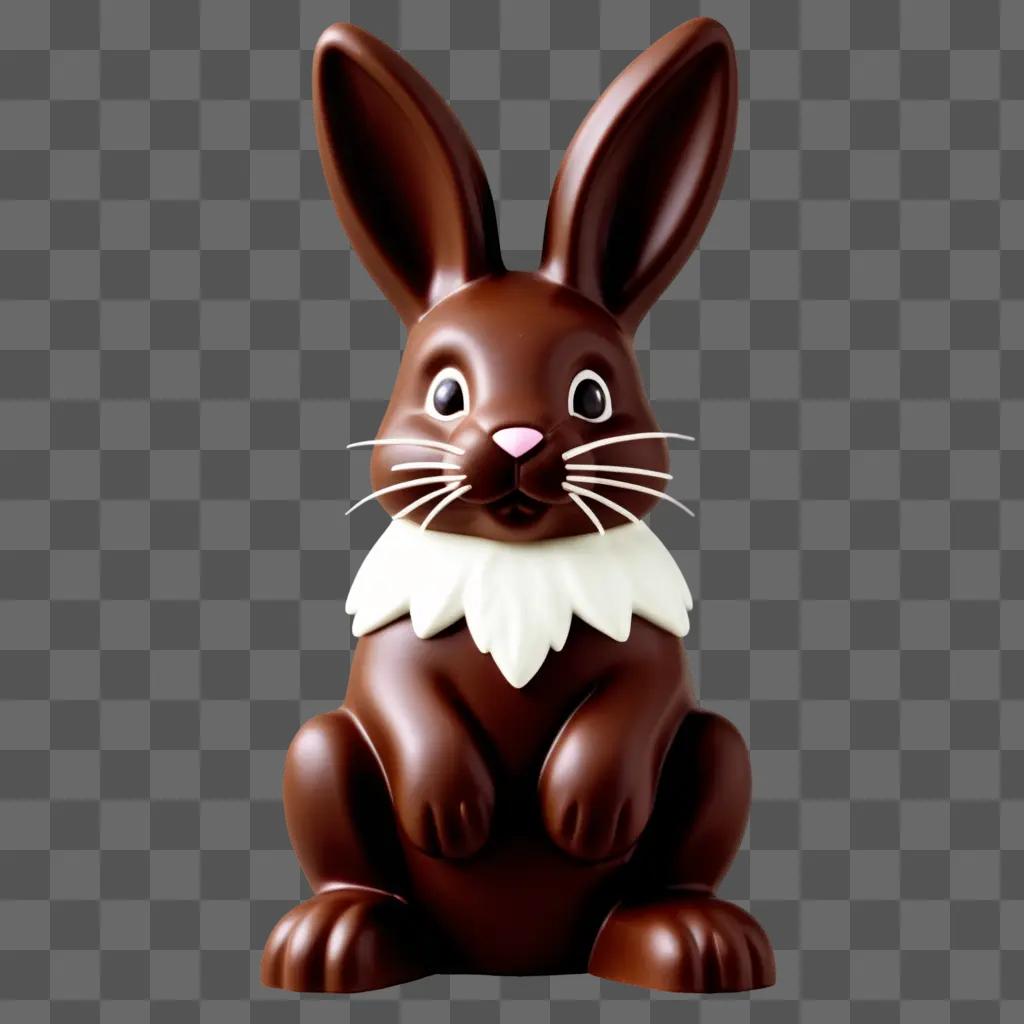 chocolate bunny with a white beard and a pink nose