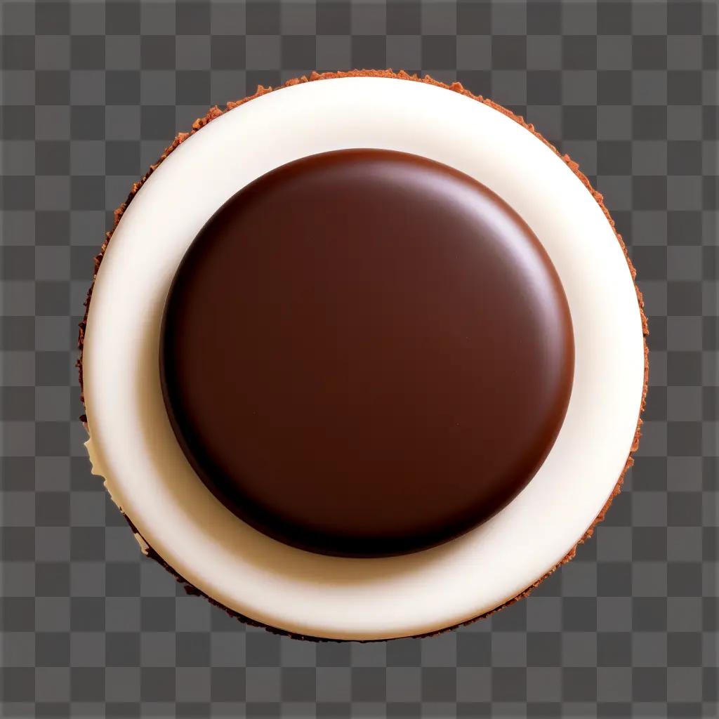 chocolate cake with a white rim and a chocolate top