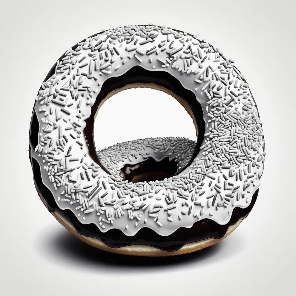 chocolate frosted donut with white sprinkles on a white background