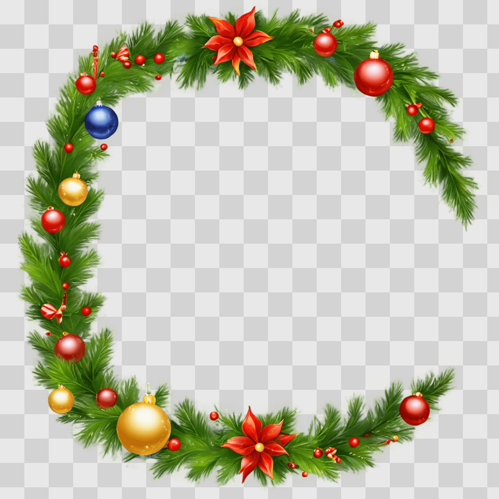 christmas background clipart A Christmas wreath with balls and berries