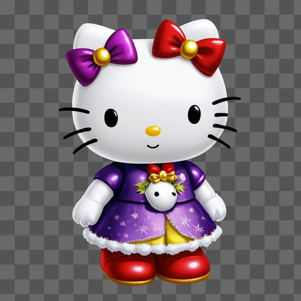 christmas hello kitty A Hello Kitty doll wears a purple dress and bow