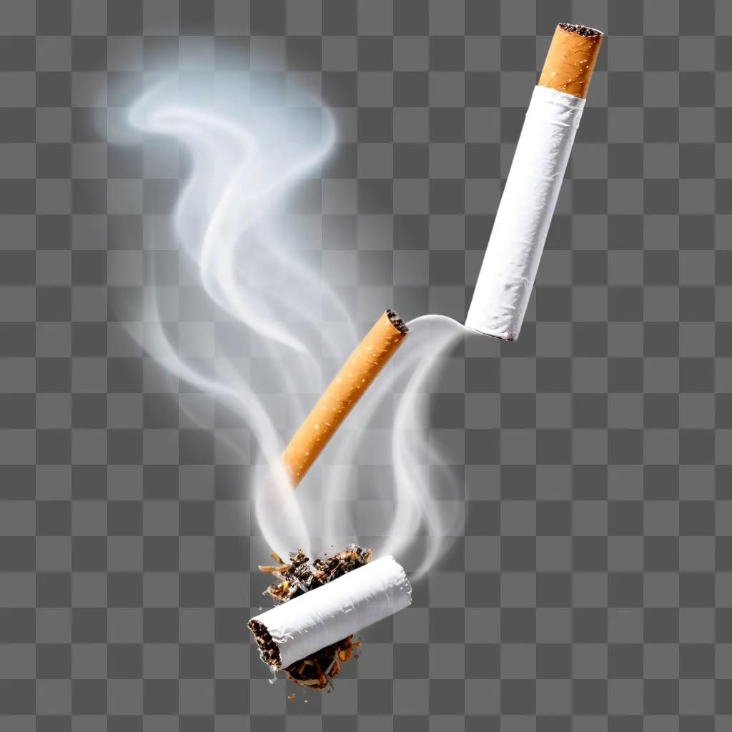 cigarette is burning in a transparent background