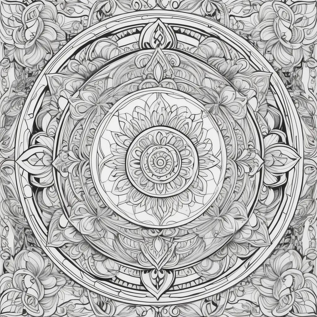 circle of intricate designs on a free printable coloring page