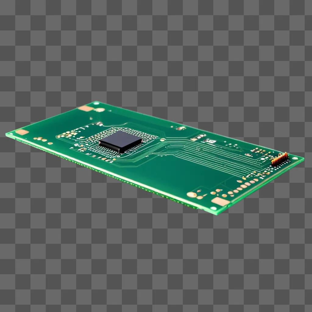 circuit board is seen in a 3D rendering