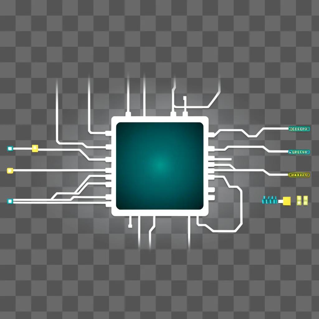 circuit board with many wires and a square in the center