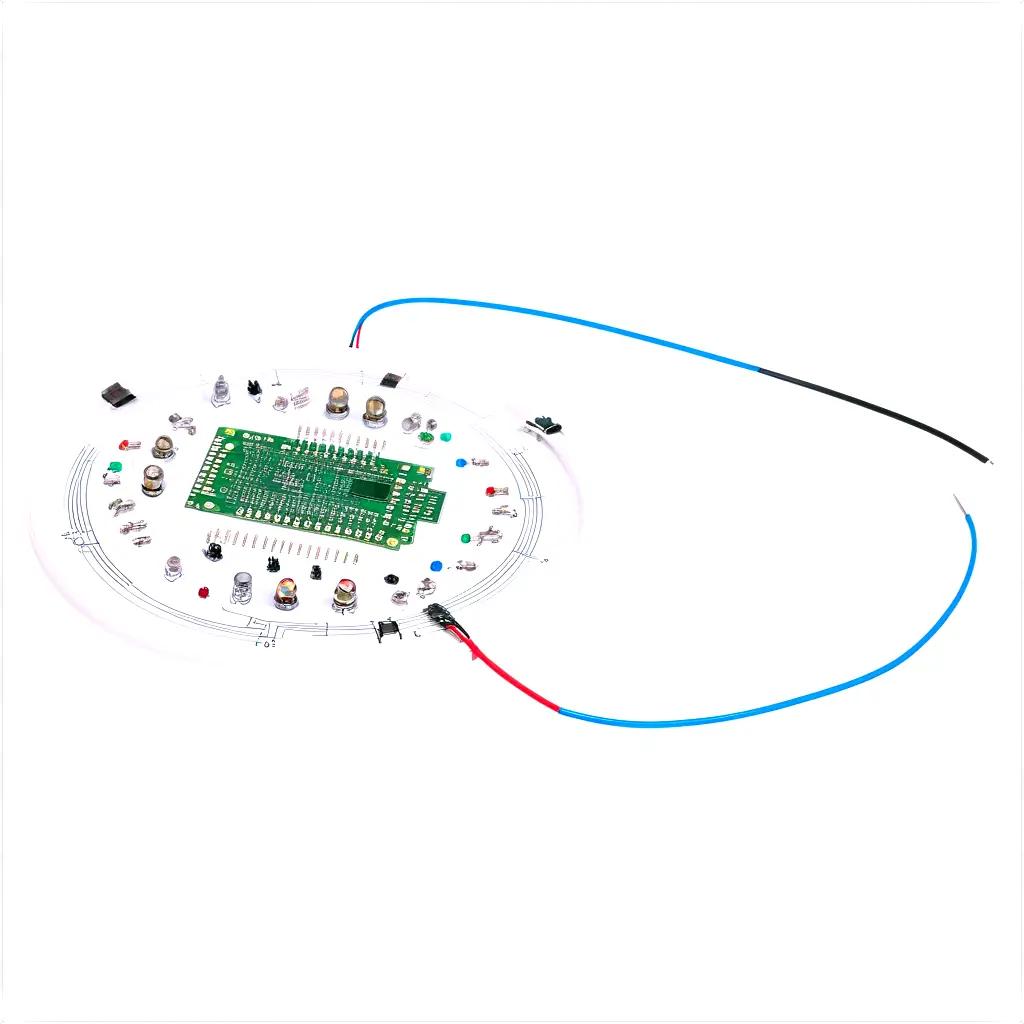 circuit board with various components and wires