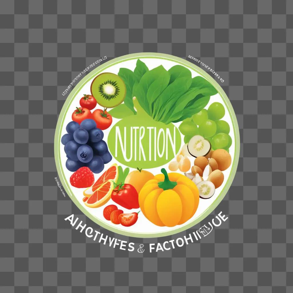 circular display of fruits and vegetables with the word Nutrition on it