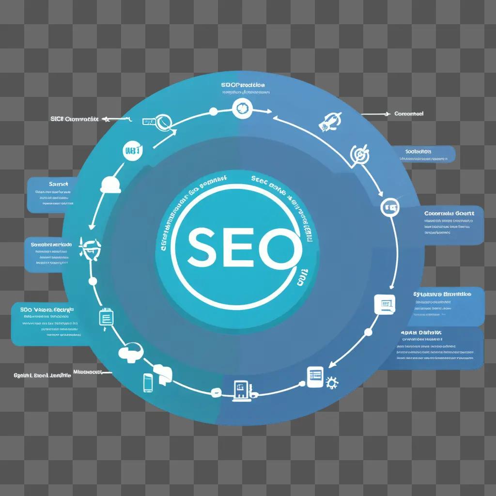 SEOのプロセスを示す円形のグラフィック