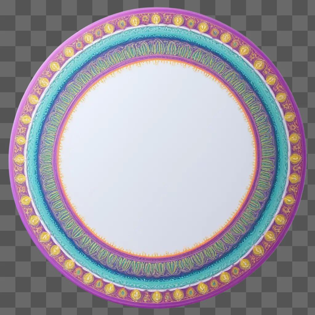 circular plate with colorful designs around it