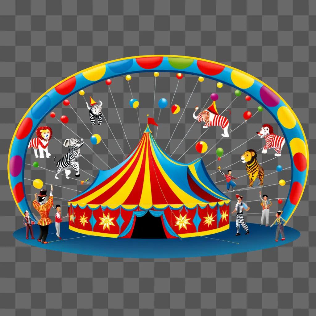 circus tent with people and animals in it