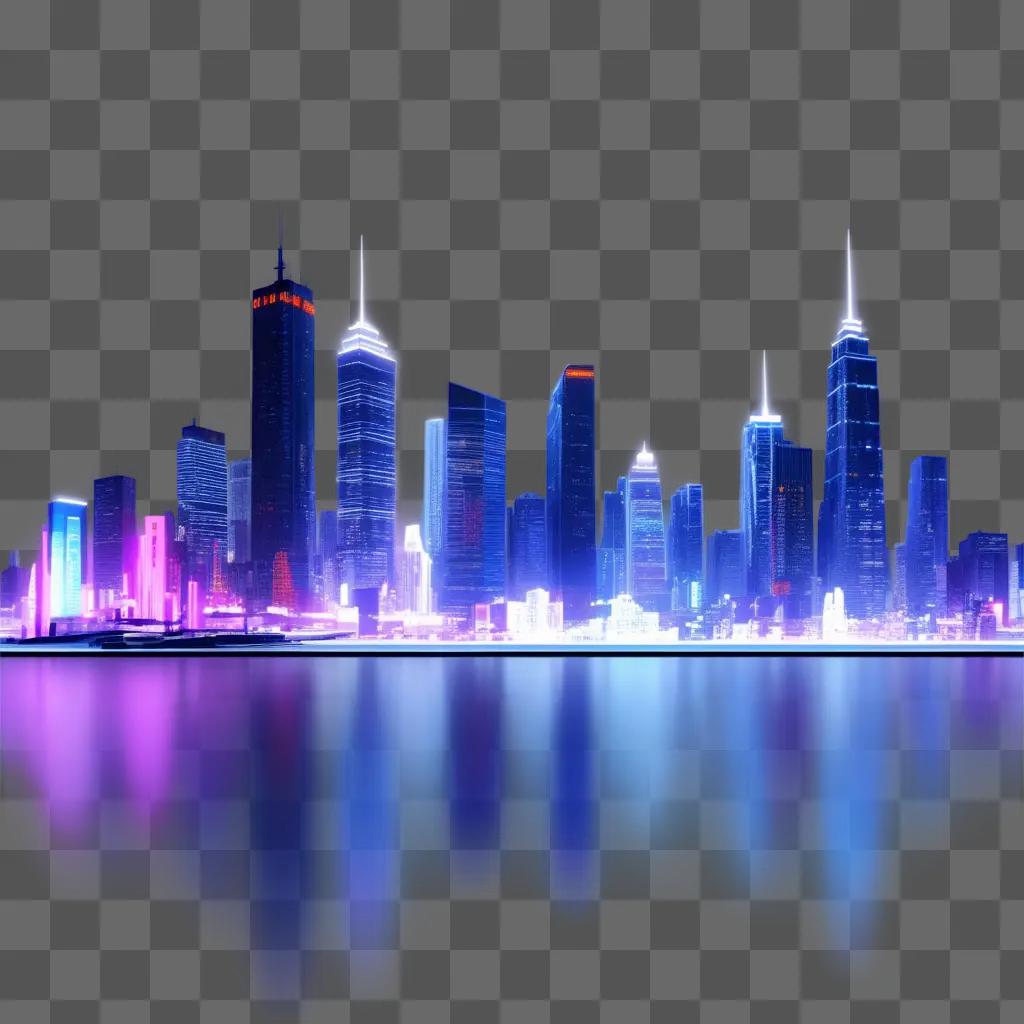 city skyline illuminated by neon lights