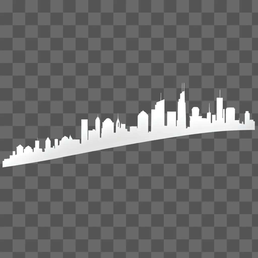 city skyline rendered in a white, black, and gray color scheme