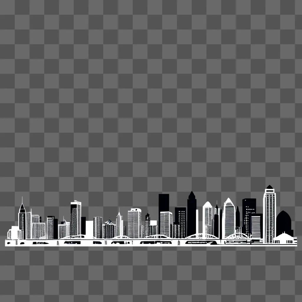 cityscape in black and white on a gray background