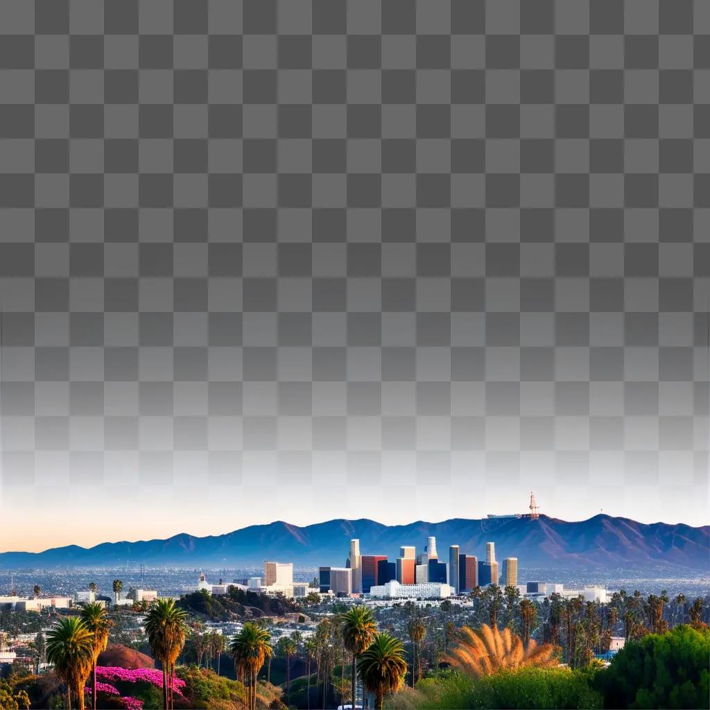 cityscape of Los Angeles with mountains in the distance