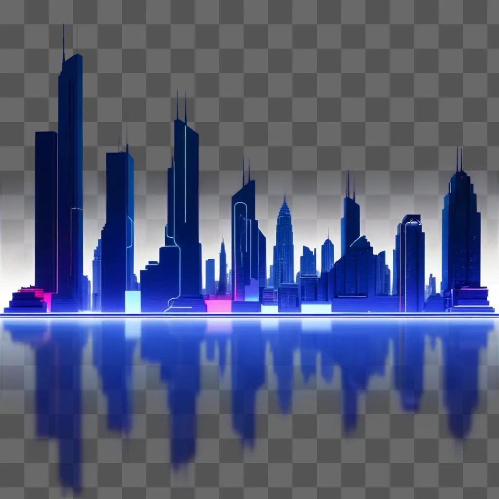 cityscape rendered in blocky, pixelated style