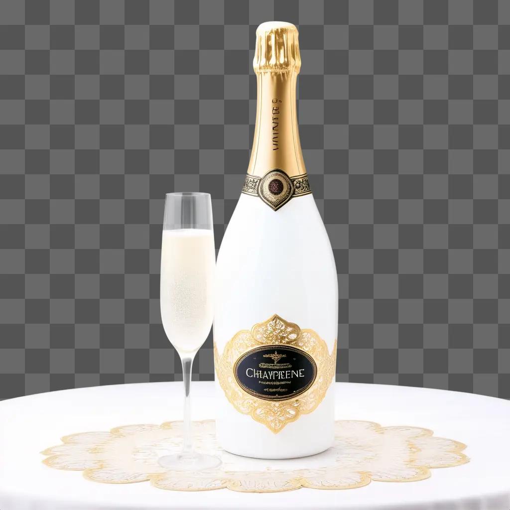 clear champagne bottle with gold foil on top