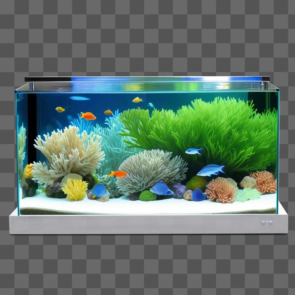 clear fish tank filled with coral and fish