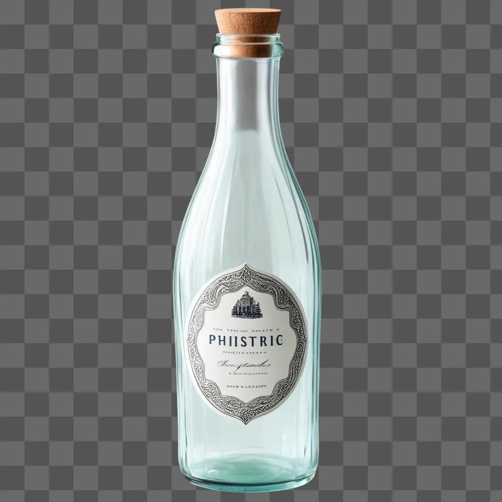 clear glass bottle with a cork stopper