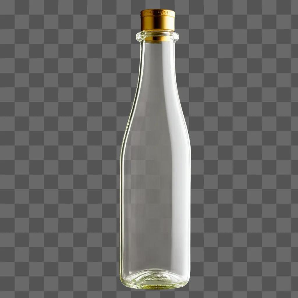 clear glass bottle with a gold cap