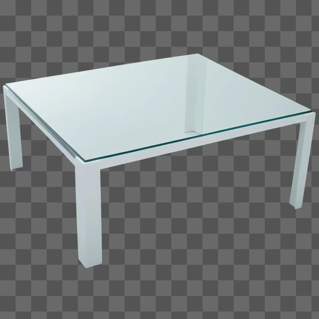 clear glass table is on a white surface