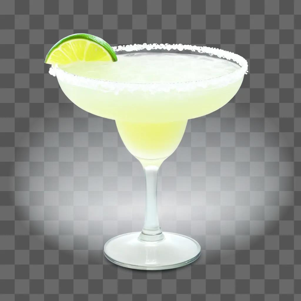 clear margarita glass with a lime on top