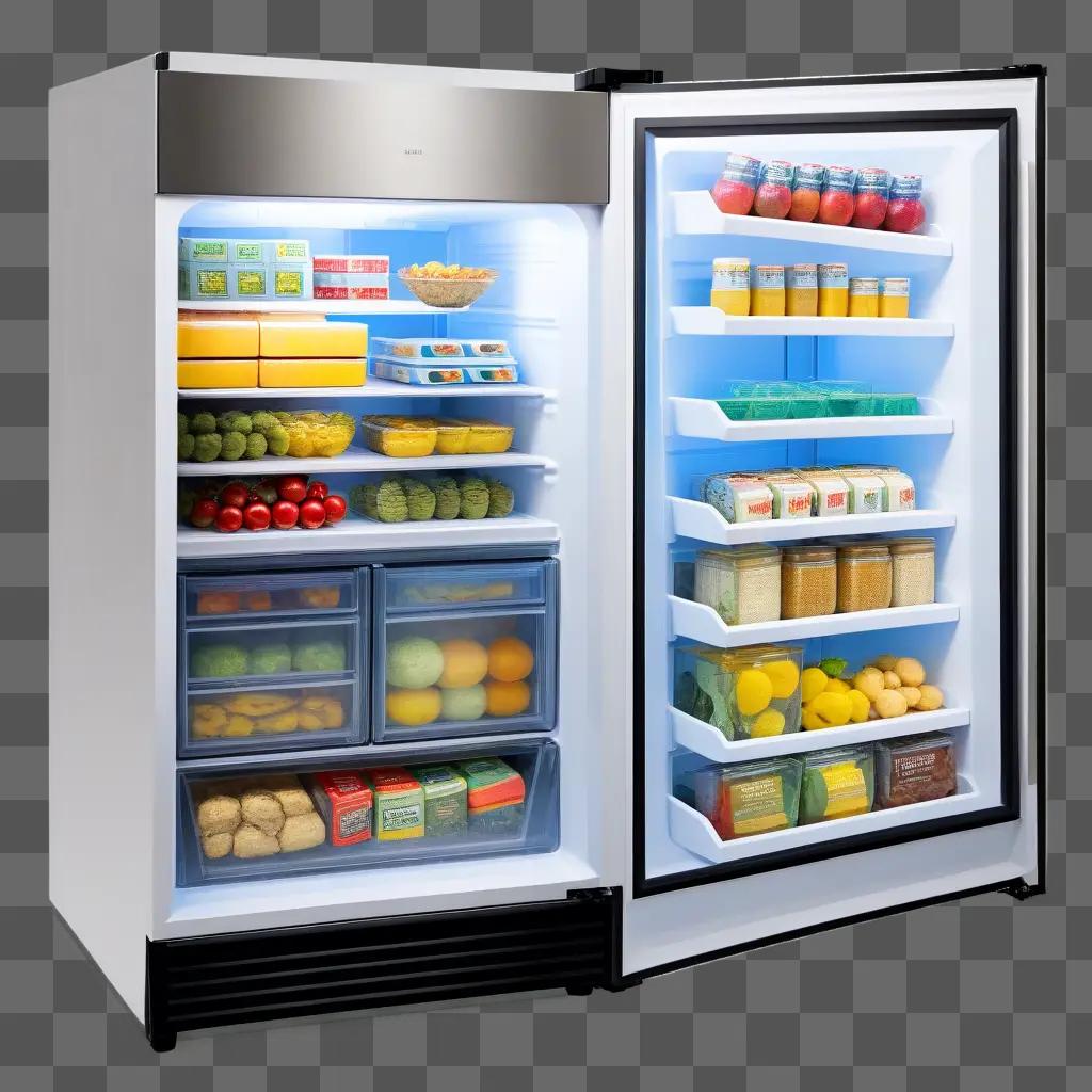 clear refrigerator filled with a variety of foods