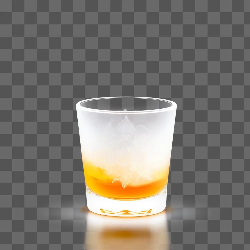 clear shot glass holds a warm drink