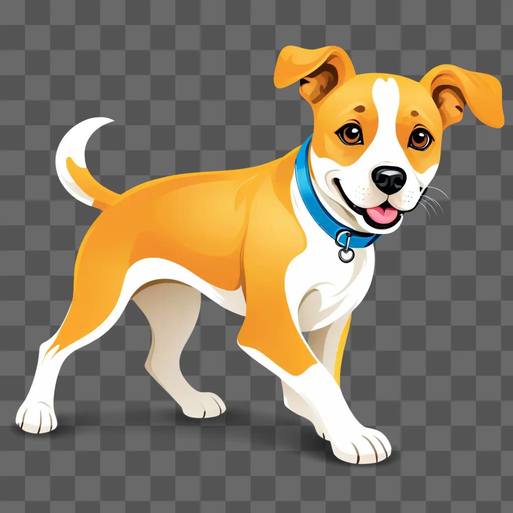 clipart dog with a blue collar and a tongue