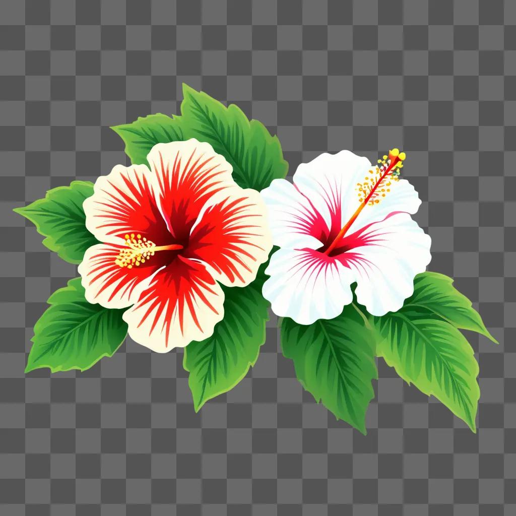 clipart hibiscus with green leaves