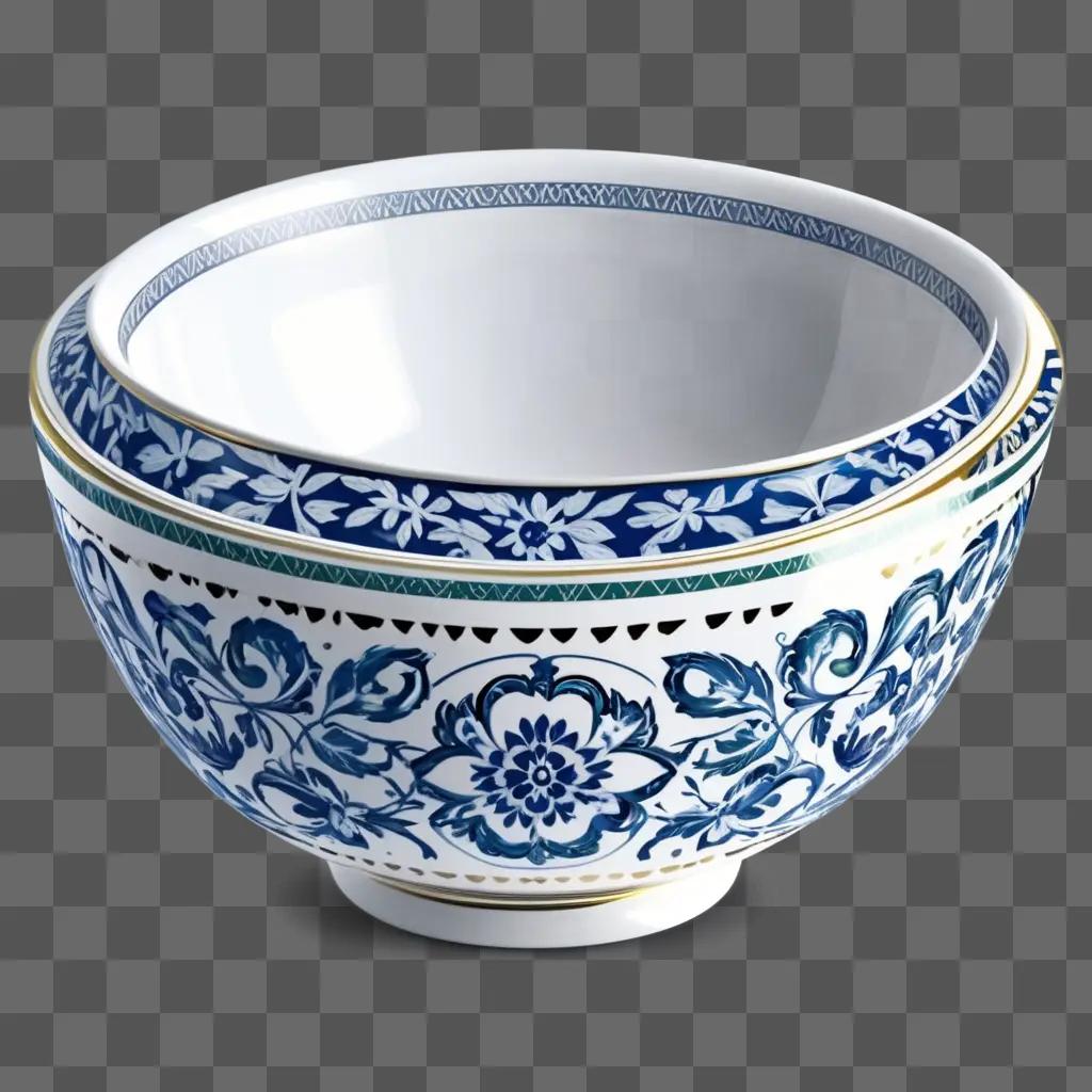 clipart image of a blue and white bowl