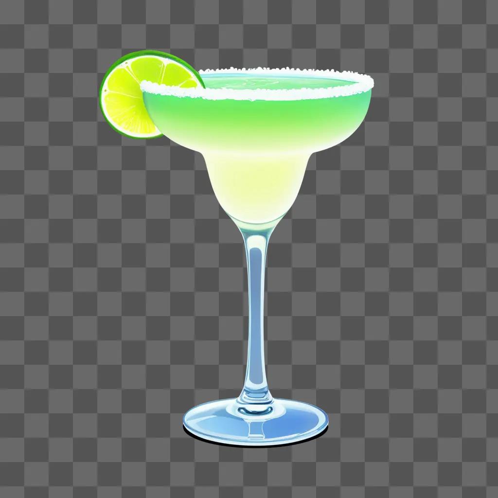 clipart margarita with a lime garnish on a green background