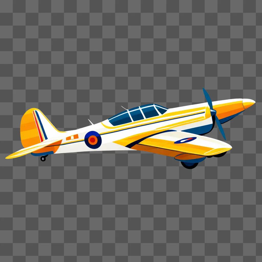 clipart plane with a blue and orange color scheme