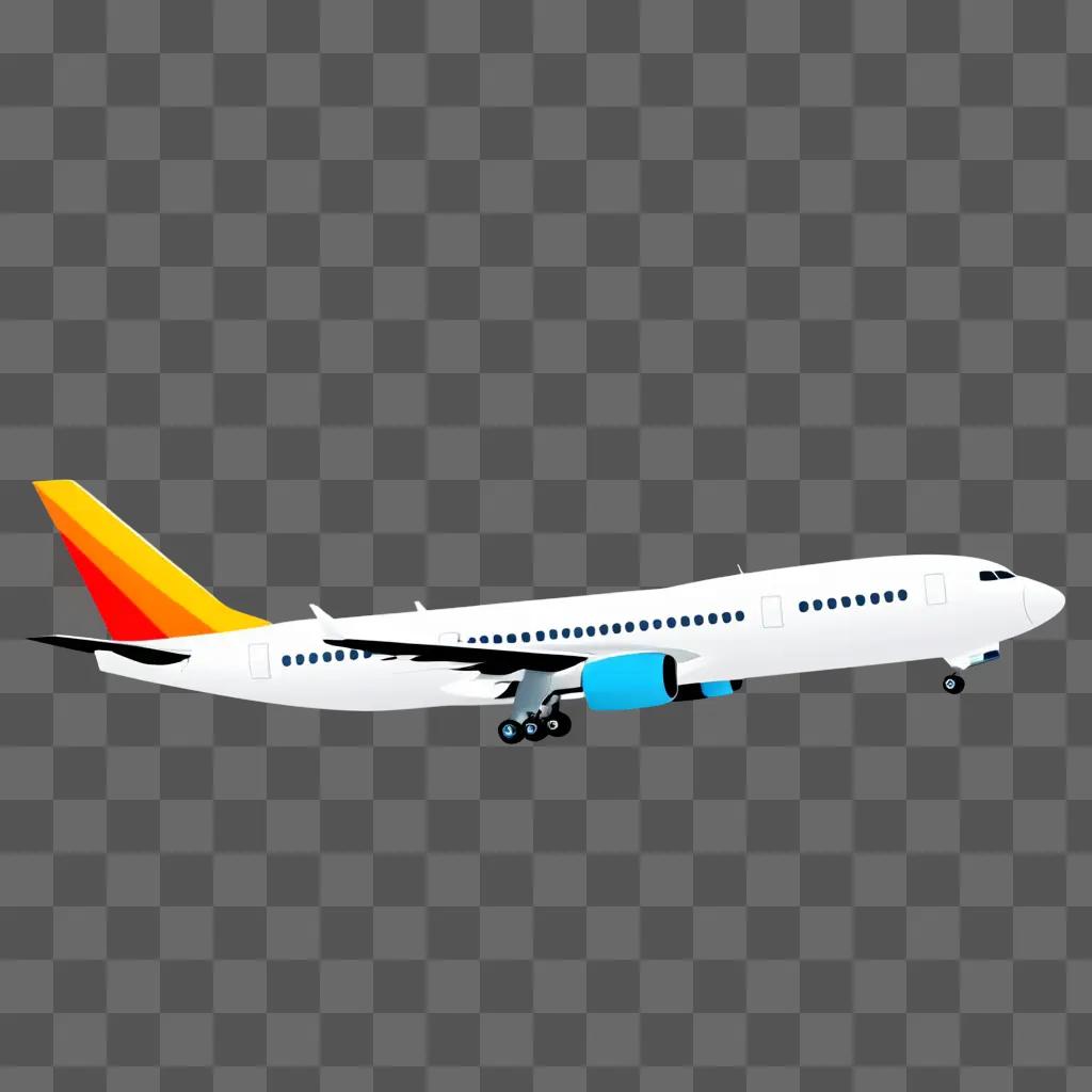 clipart plane with colorful tail and landing gear