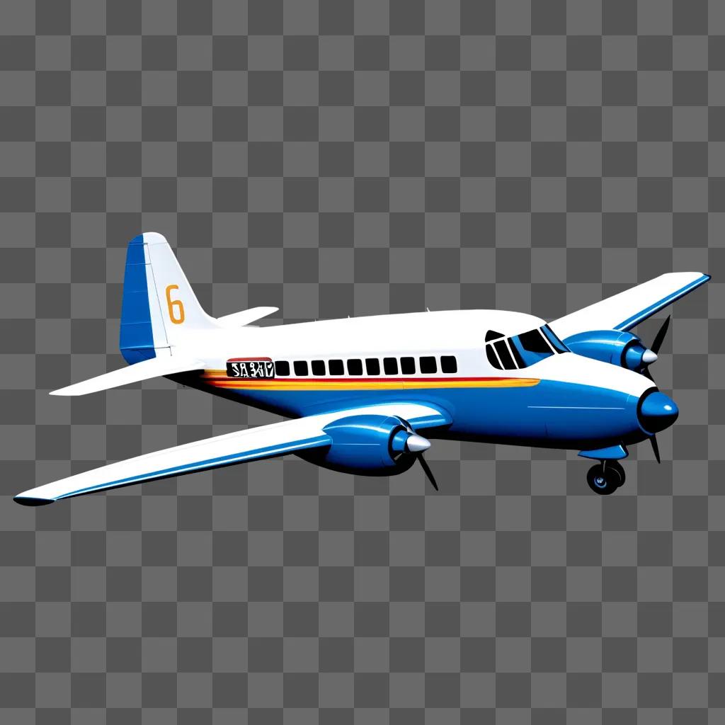 clipart plane with the number 6 on it