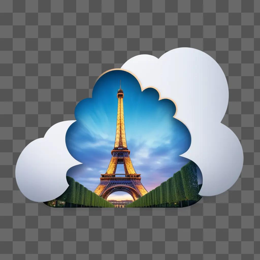 cloud shape with an Eiffel Tower in the middle