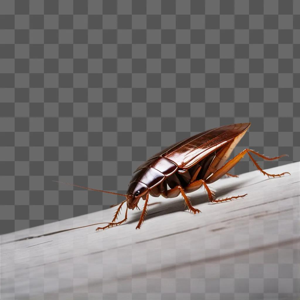 cockroach crawls on a white surface