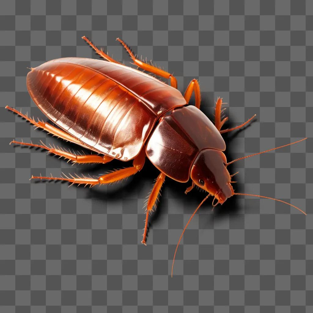 cockroach is on a brown surface