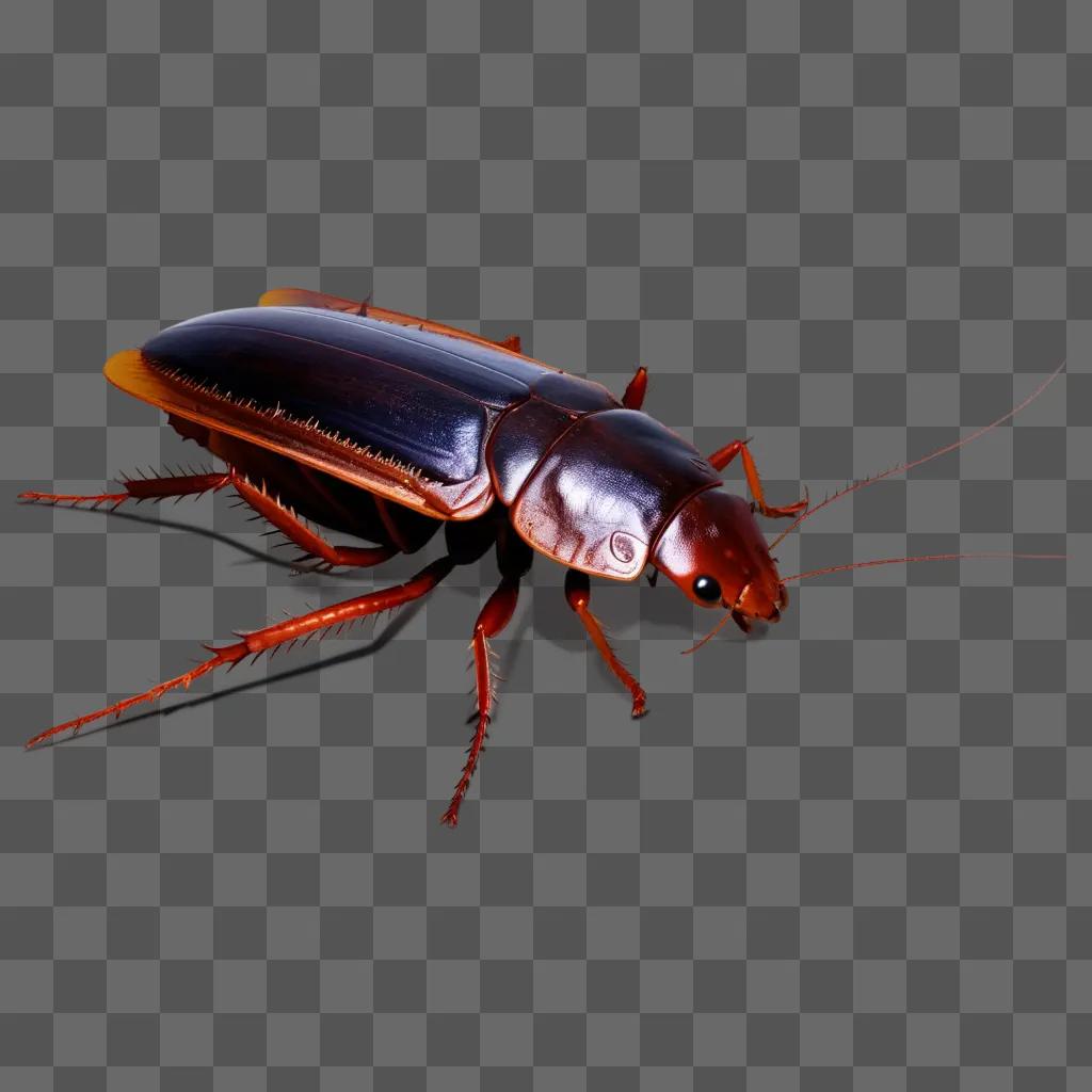 cockroach is seen in a dark room with orange and yellow lighting