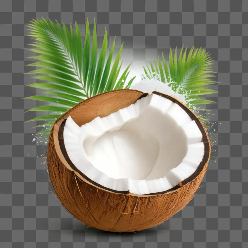 coconut in a tropical setting with a leafy background