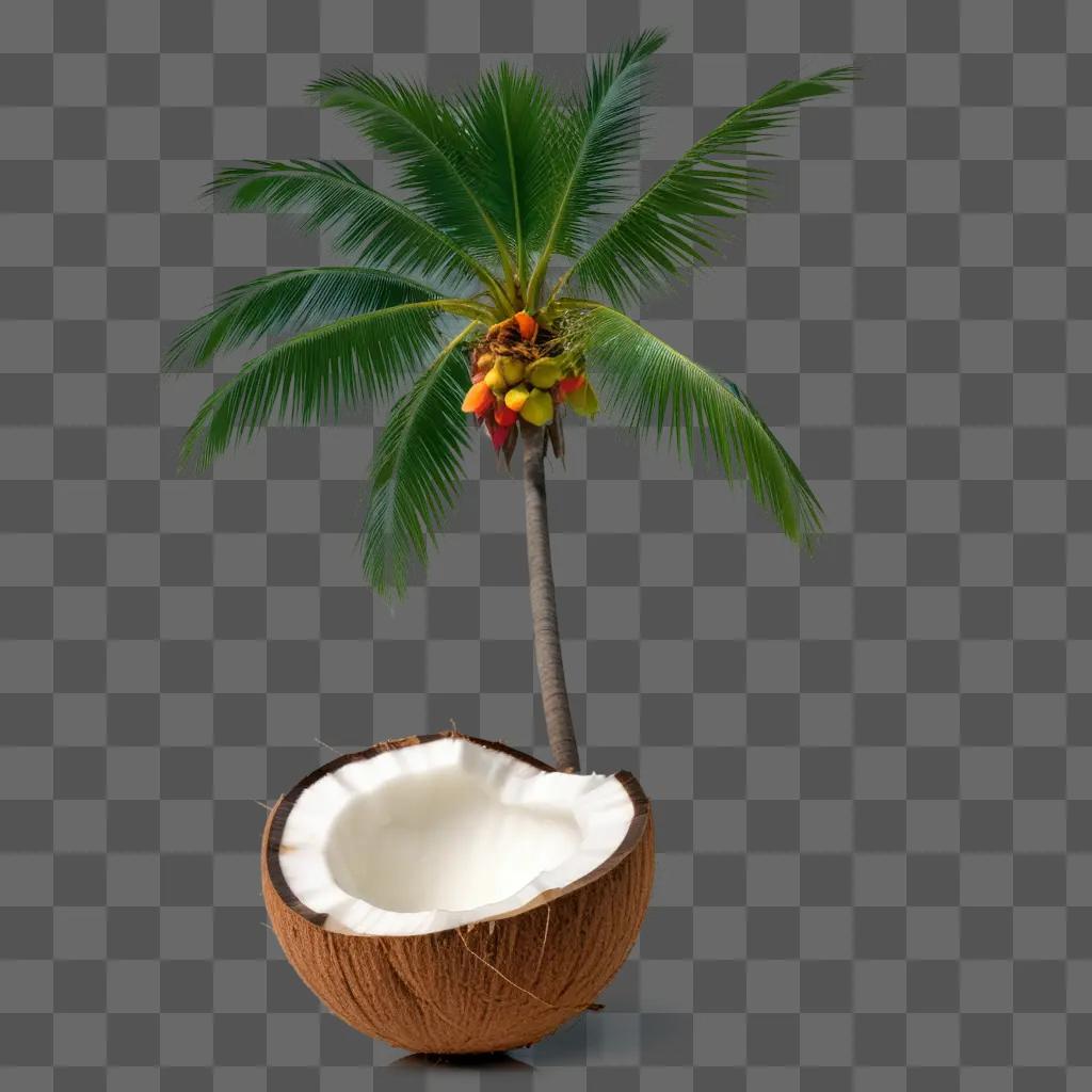 coconut tree with a coconut in it