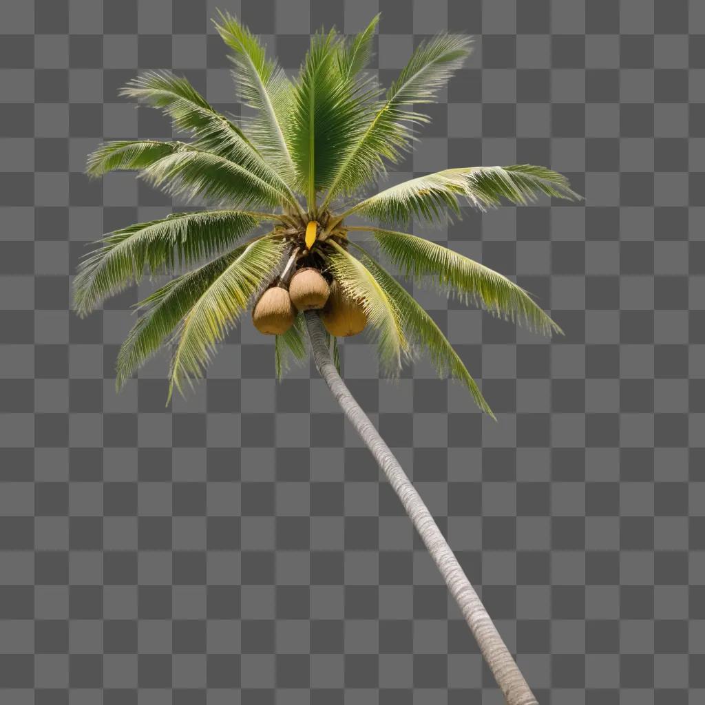 coconut tree with a single coconut on a branch