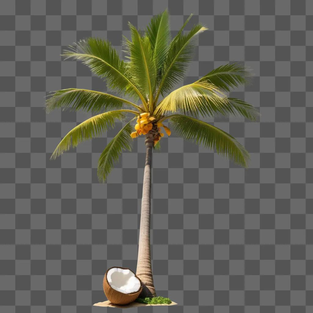 coconut tree with coconuts and a coconut