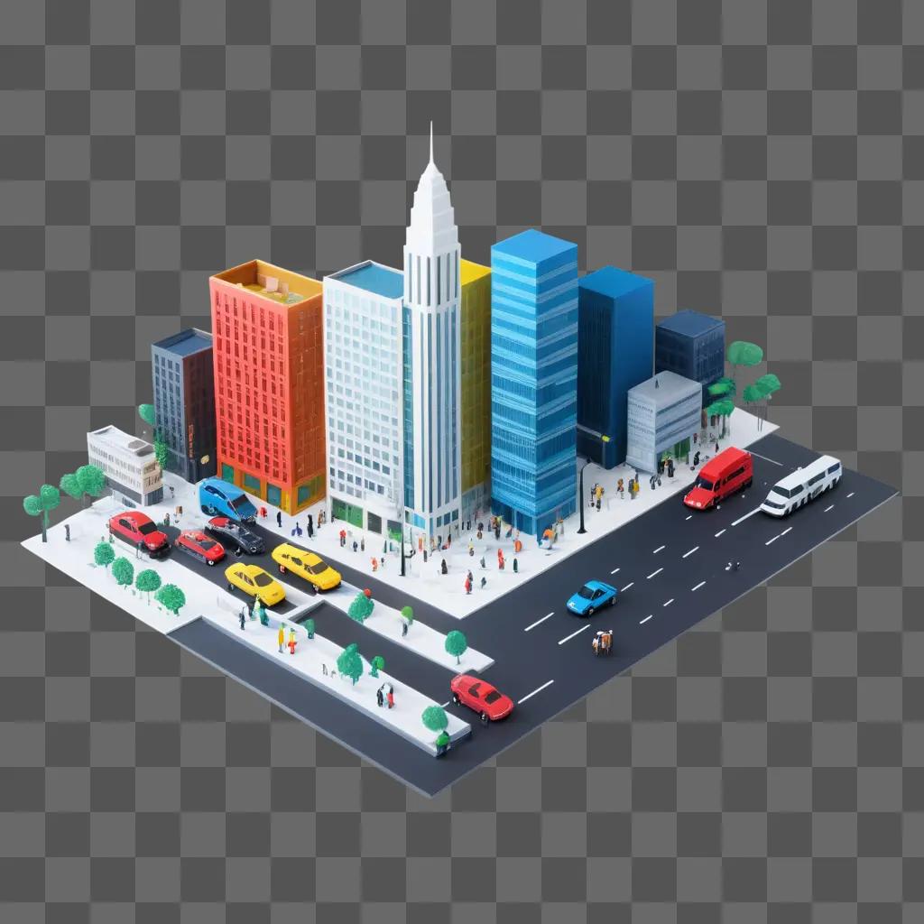 collaborative 3D model of a cityscape with cars and buildings