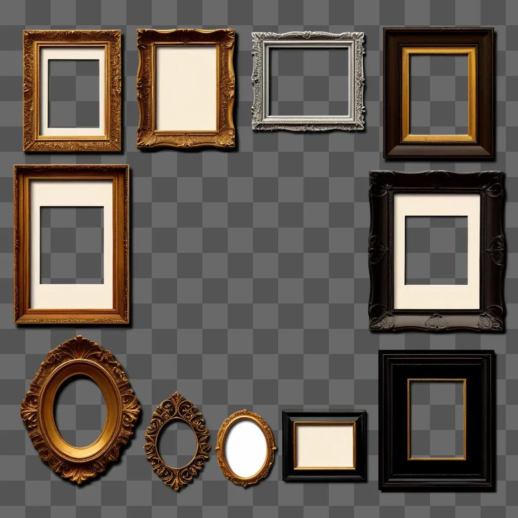 collage of photo frames with frames of different sizes