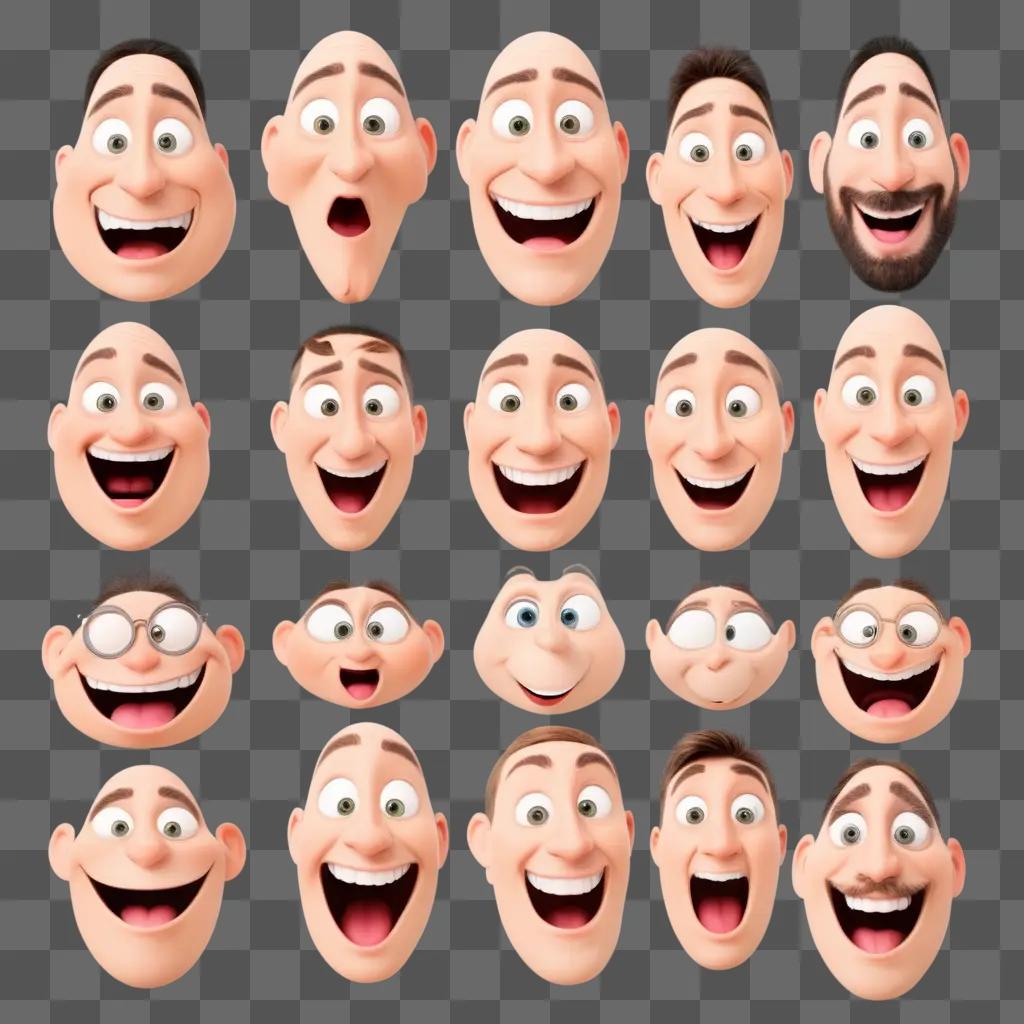 collection of 25 animated funny faces