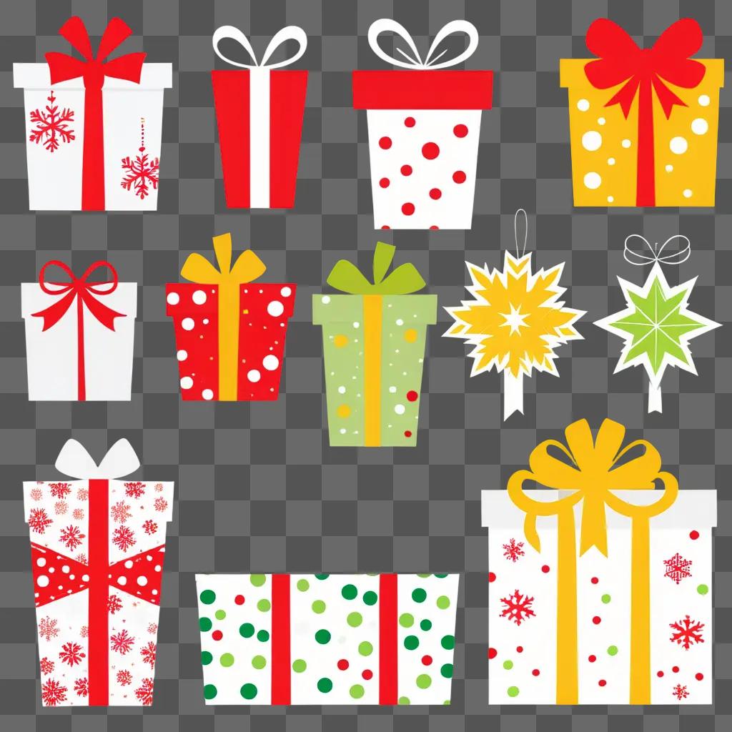 collection of Christmas gift clipart designs