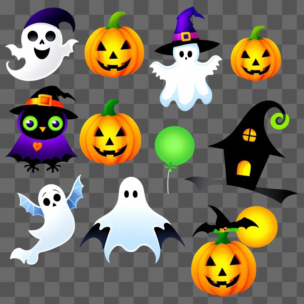 collection of Halloween-themed free clipart