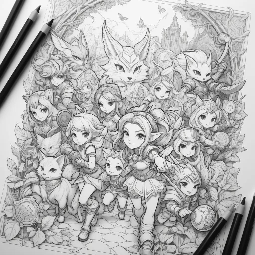 collection of League of Legends coloring pages