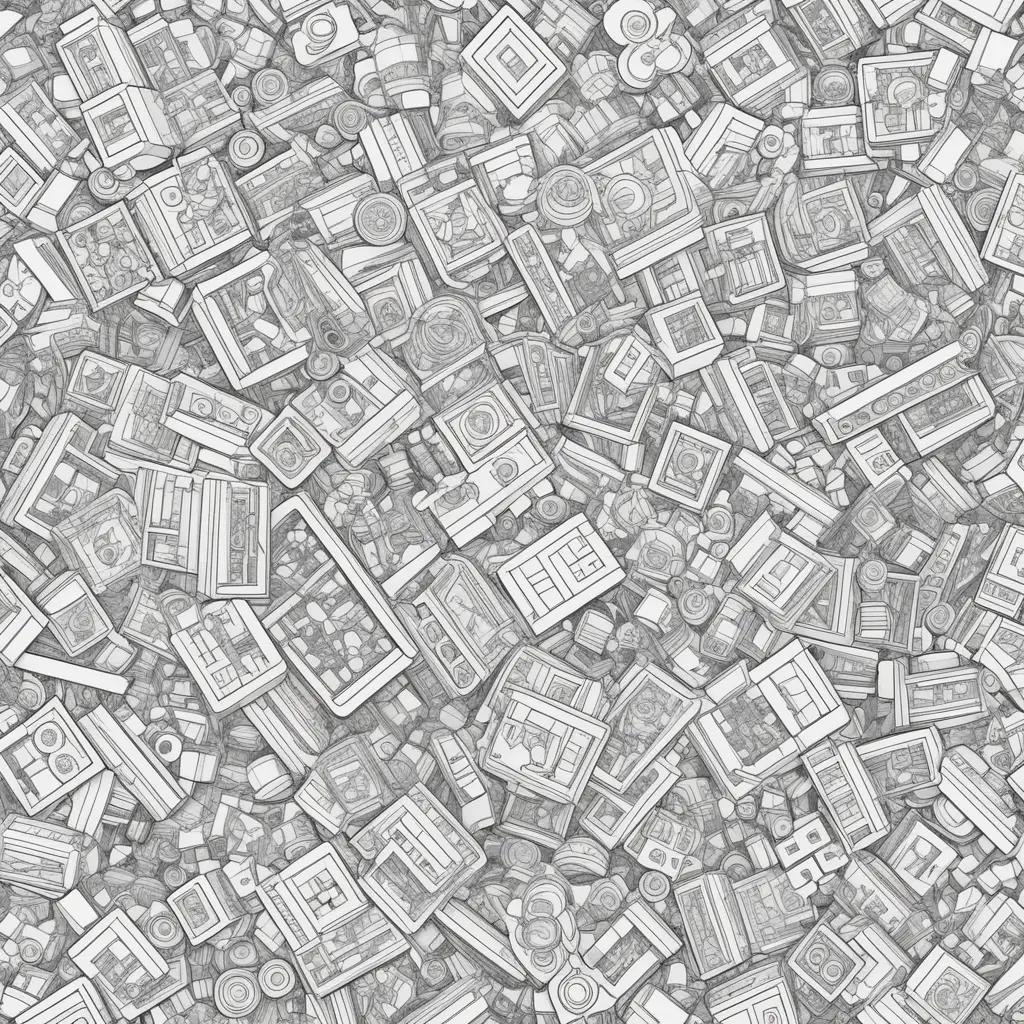 collection of Lego coloring pages in grey and white