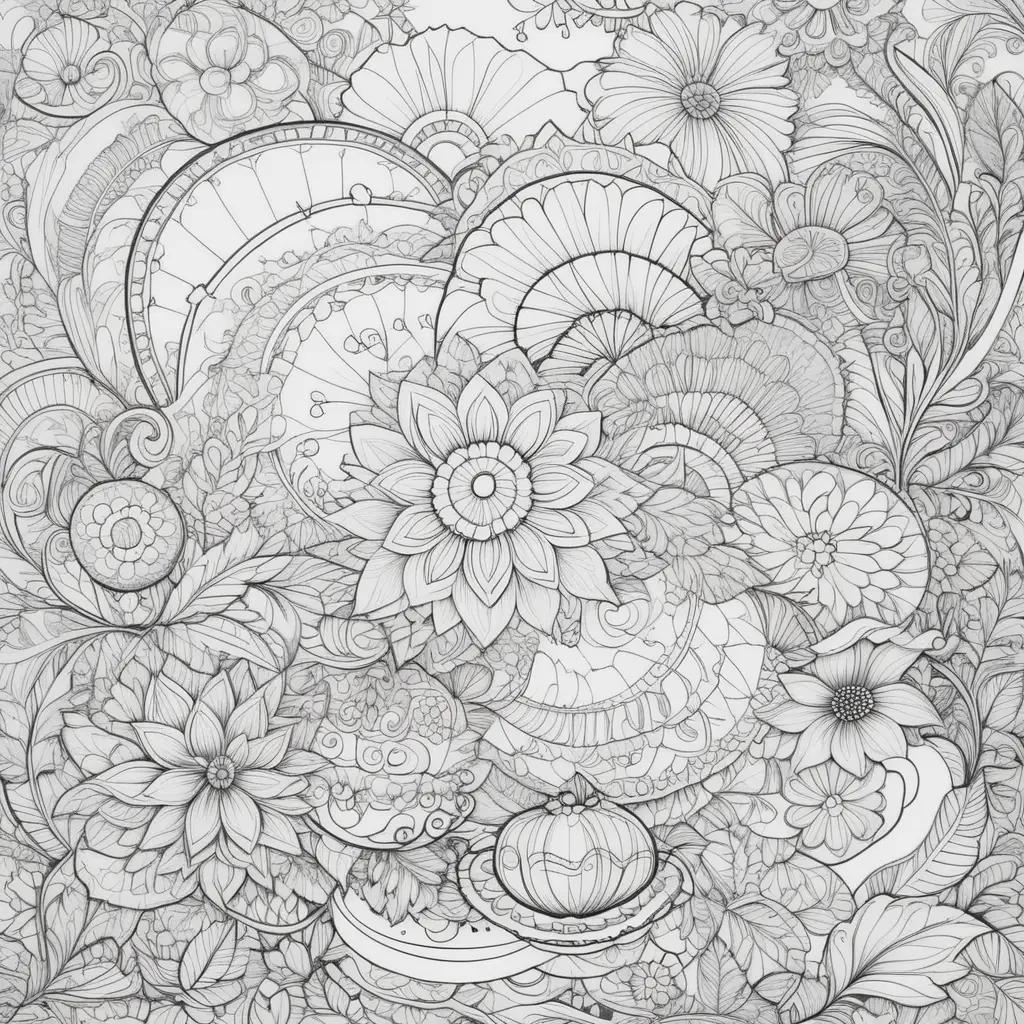 collection of adult coloring pages featuring flowers and other designs